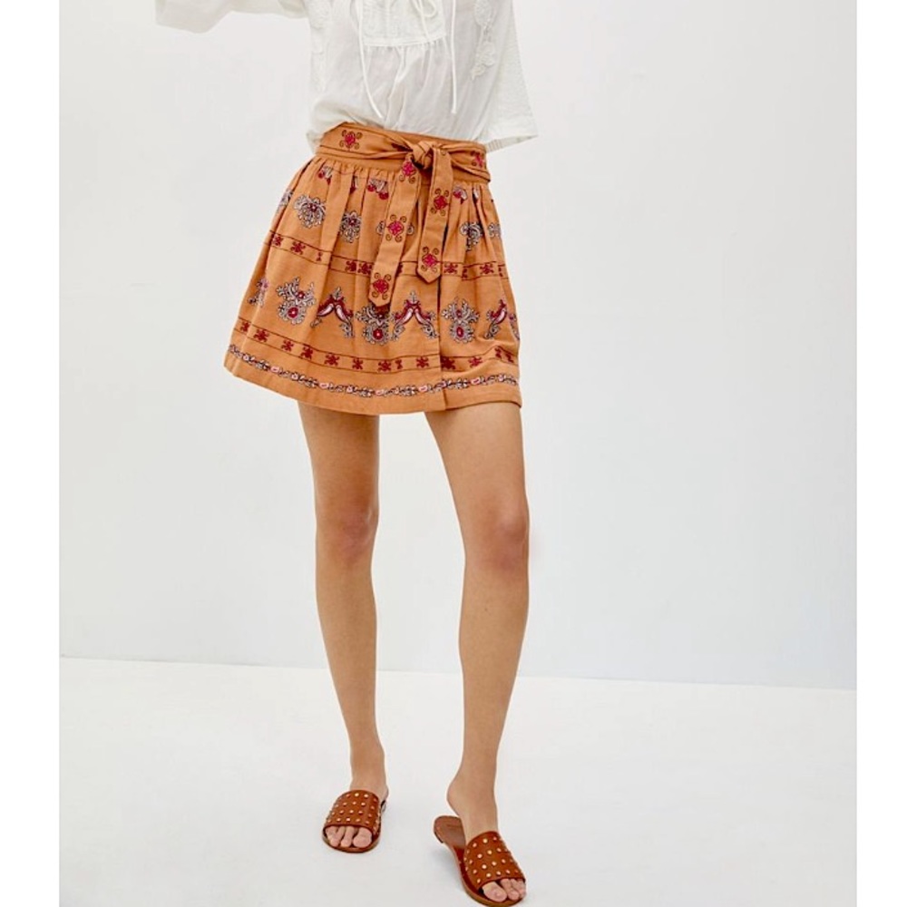 Anthropologie 🌿 Meghan Embroidered Mini Skirt